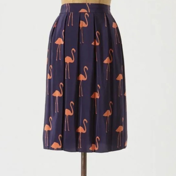Charlotte Taylor Pink Flamingo Pleated Skirt Anthropologie Stilt Strider - Picture 4 of 8